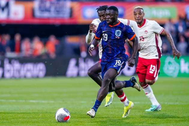 2024-06-06 Netherlands v Canada - Friendly International ROTTERDAM, NETHERLANDS - JUNE 6: Brian Brobbey of Netherlands runs with the ball during the Friendly international match, Länderspiel, Nationalmannschaft between Netherlands and Canada at Stadion Feijenoord de Kuip on June 6, 2024 in Rotterdam, Netherlands. (Photo by Andre Weening BSR Agency) Rotterdam Netherlands Content not available for redistribution in The Netherlands directly or indirectly through any third parties. Copyright: xBSRxAgencyx