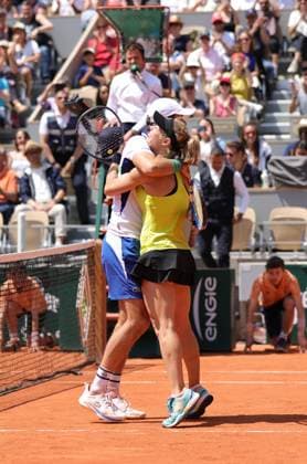 Laura Siegemund, GER, and Edouard Roger-Vasselin, FRA, during mixed doubles final at 2024 French Open at Roland Garros, Paris, 06 06 2024; -