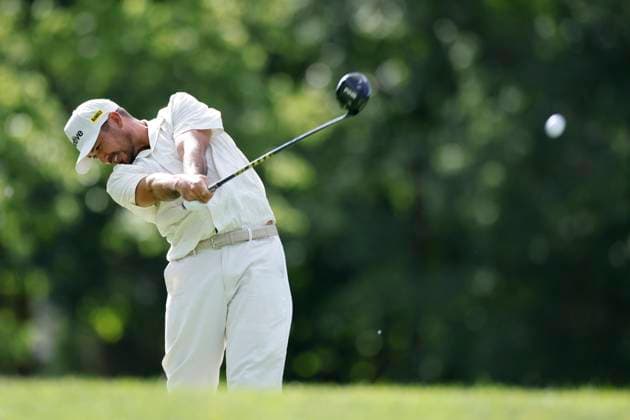 DUBLIN, OH - JUNE 06: Jason Day (AUS) hits a drive at the 18th hole during the first round of the Memorial Tournament presented by Workday at Muirfield Village Golf Club on June 06, 2024 in Dublin, Ohio. (Photo by Joe Robbins Icon Sportswire) GOLF: JUN 06 PGA, Golf Herren the Memorial Tournament presented by Workday EDITORIAL USE ONLY Icon5732406061021