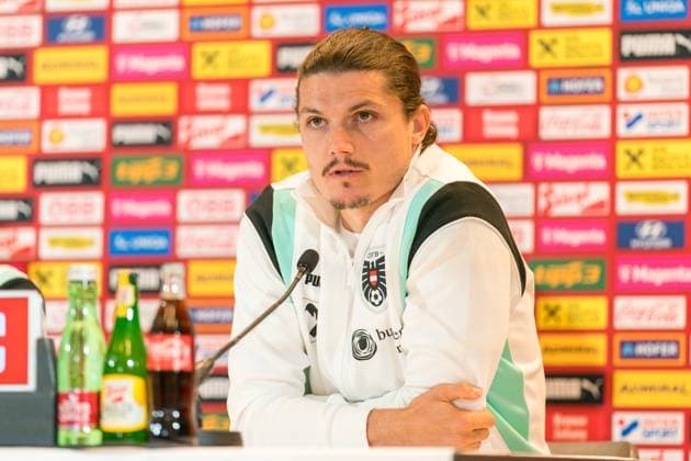 SOCCER - SUI vs AUT, test match VIENNA,AUSTRIA,07.JUN.24 - SOCCER - OEFB International Friendly, Länderspiel, Nationalmannschaft match, Switzerland vs Austria, preview, press conference, PK, Pressekonferenz Team AUT. Image shows Marcel Sabitzer (AUT). GEPAxpictures xJohannesxFriedl