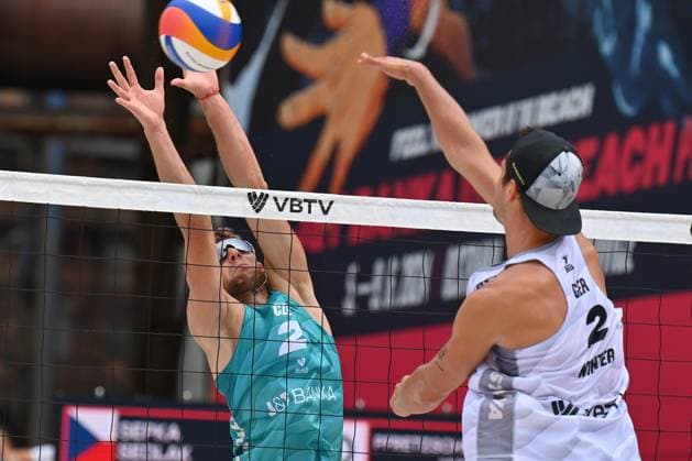 L-R Jiri Sedlak (CZE), Sven Winter (GER) in action during the Pro Tour Ostrava match Jiri Sedlak and Jakub Sepka of Czech Republic vs Lukas Pfretzschner and Sven Winter of Germany, Ostrava, Czech Republic, June 7, 2024. (CTKxPhoto JaroslavxOzana) CTKPhotoP2024060702902  CTKPhotoP2024060702902