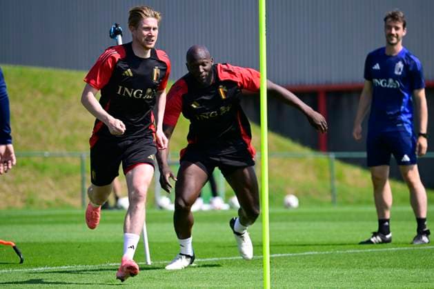 Media Activities of the Belgian National Football team - 20240607 TUBIZE, BELGIUM - JUNE 07 : De Bruyne Kevin forward of Belgium and Lukaku Romelu forward of Belgium during a training session prior to the UEFA EURO, EM, Europameisterschaft,Fussball 2024 European Football Championship at the Belgian National Football center on June 07, 2024 in Tubize, Belgium, 07 06 2024 Tubize Belgium  Copyright: xPeterxDexVoechtx