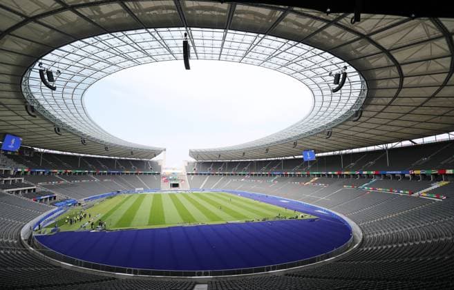 Innenansicht Übersicht Media Day Olympiastadion Berlin in Vorbereitung Fußball Fussball Euro 2024 Europameisterschaft EM Herren Saison 2023 2024 07.06.2024 DFL regulations prohibit any use of photographs as image sequences and or quasi-video