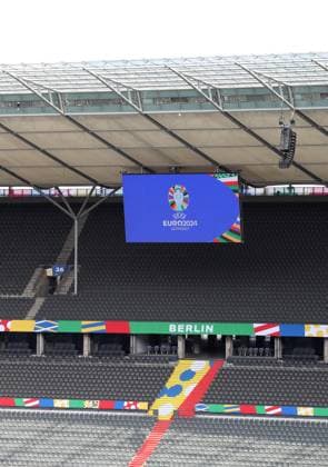 Innenansicht EM Logo Media Day Olympiastadion Berlin in Vorbereitung Fußball Fussball Euro 2024 Europameisterschaft EM Herren Saison 2023 2024 07.06.2024 DFL regulations prohibit any use of photographs as image sequences and or quasi-video