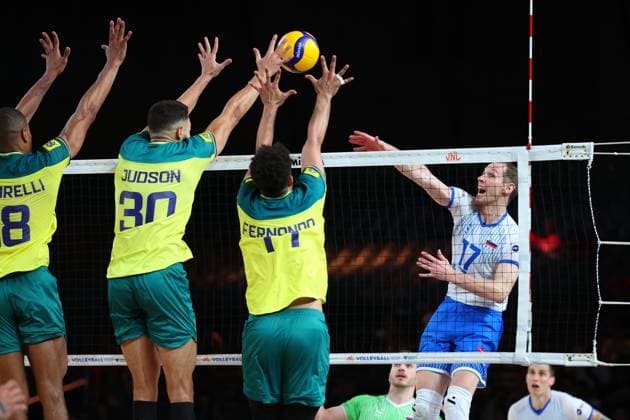 Tine Urnaut (SLO), JUNE 7, 2024 - Volleyball : FIVB Volleyball Nations League 2024 Men s Preliminary Round between Brasil - Slovenia at West Japan General Exhibition Center, Fukuoka, Japan. Noxthirdxpartyxsales  (255669313)