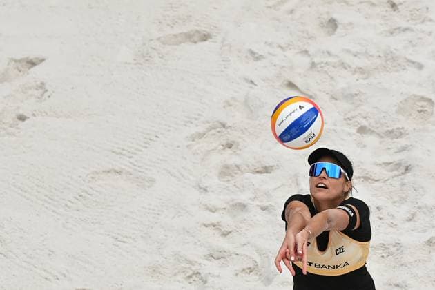 Barbora Hermannova (CZE) in action during the Pro Tour Ostrava match Marie-Sara Stochlova and Barbora Hermannova of Czech Republic vs Joana Verge-Depre and Anouk Mader of Switzerland, Ostrava, Czech Republic, June 7, 2024. (CTKxPhoto JaroslavxOzana) CTKPhotoP2024060703969  CTKPhotoP2024060703969