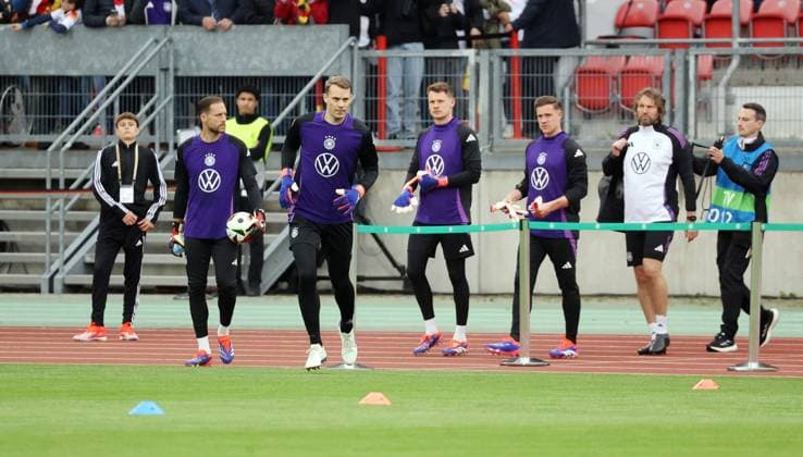 03.06.24 Deutschland - Ukraine Deutschland, Nürnberg, 03.06.2024, Fussball, FIFA, Freundschaftsspiel, DFB Deutschland - Ukraine: v.l. Oliver Baumann, Manuel Neuer, Alexander Nübel, Marc-Andre ter Stegen (alle Deutschland).