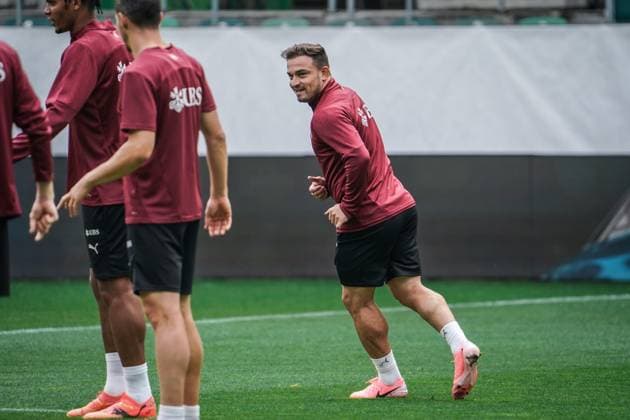 Fussball - St. Gallen, Schweiz: Abschusstraining Nationalteam Schweiz. Training vor dem letzten Testspiel gegen Österreich im Kybunpark. SUI, AUT, Freundschaftsspiel, UEFA EURO, EM, Europameisterschaft,Fussball 2024, Nati Suisse: Xherdan Shaqiri St. Gallen Kybunpark Schweiz Copyright: xJoeranxSteinsiekx