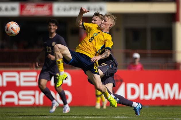 Sport Bilder des Tages 240607 Melker Widell of Sweden during the under-21 International Friendly, Länderspiel, Nationalmannschaft football match between Sweden and England on June 7, 2024 in Zagreb. Photo: Nikola Krstic BILDBYRAN COP 307 NK0014 fotboll football soccer fotball träningslandskamp international friendly sverige sweden england bbeng U21, U 21 under-21 Copyright: NIKOLAxKRSTIC BB240607BB695