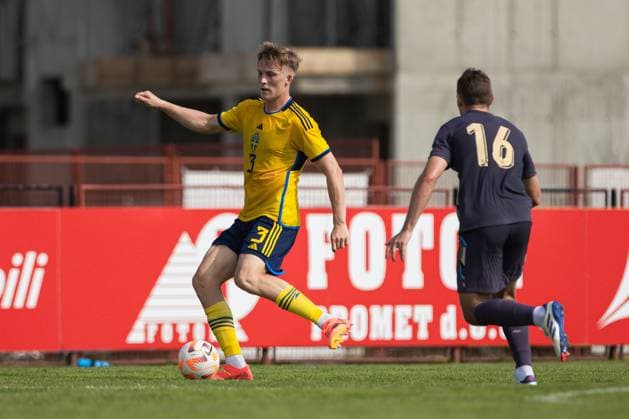 240607 Casper Widell of Sweden during the under-21 International Friendly, Länderspiel, Nationalmannschaft football match between Sweden and England on June 7, 2024 in Zagreb. Photo: Nikola Krstic BILDBYRAN COP 307 NK0014 fotboll football soccer fotball träningslandskamp international friendly sverige sweden england bbeng U21, U 21 under-21 Copyright: NIKOLAxKRSTIC BB240607BB713