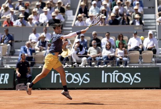 Carlos Alcaraz of Spain in action French Open Tennis, Day 13, Tennis, Roland Garros, Paris, France - 07 June 2024  Copyright: xEllaxLing Shutterstockx 14523807af