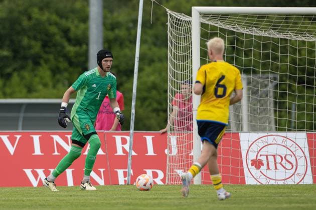240607 goalkeeper Noel Törnqvist of Sweden during the under-21 International Friendly, Länderspiel, Nationalmannschaft football match between Sweden and England on June 7, 2024 in Zagreb. Photo: Nikola Krstic BILDBYRAN COP 307 NK0014 fotboll football soccer fotball träningslandskamp international friendly sverige sweden england bbeng U21, U 21 under-21 Copyright: NIKOLAxKRSTIC BB240607BB797
