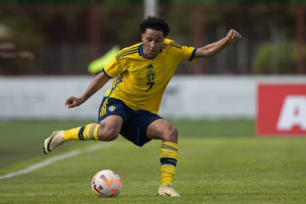 240607 Momodou Sonko of Sweden during the under-21 International Friendly, Länderspiel, Nationalmannschaft football match between Sweden and England on June 7, 2024 in Zagreb. Photo: Nikola Krstic BILDBYRAN COP 307 NK0014 fotboll football soccer fotball träningslandskamp international friendly sverige sweden england bbeng U21, U 21 under-21 Copyright: NIKOLAxKRSTIC BB240607BB869