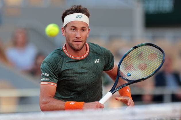 7th June 2024; Roland Garros, Paris, France; 2024 French Open Tennis tournament, Day 13; Casper Ruud (NOR) comes to the net against Alexander Zverev (GER) during the mens singles semi-final match  ActionPlus12651613 JonxBromley