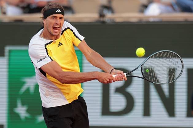 7th June 2024; Roland Garros, Paris, France; 2024 French Open Tennis tournament, Day 13; Alexander Zverev (GER) on the backhand against Casper Ruud (NOR) during the mens singles semi-final match  ActionPlus12651644 JonxBromley