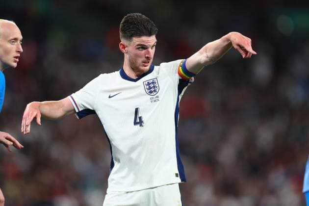 England v Iceland 7 June 2024, Wembley - International Football Friendly - England v Iceland - Declan Rice of England - Photo: Charlotte Wilson Offside. London UK Copyright: xCharlottexWilsonx xOffsidexOffside