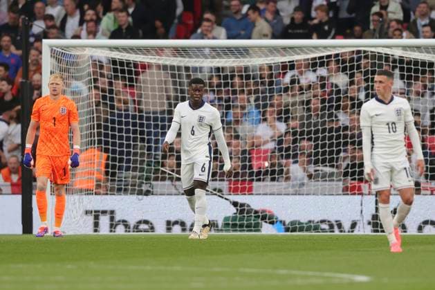 England v Iceland International Friendly, Länderspiel, Nationalmannschaft The England players look dejected after conceding their side?s 1st goal during the International Friendly match at Wembley Stadium, London Copyright: xPaulxChestertonx FIL-20212-0058 UK Newspapers OUT