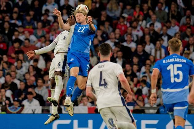 London, England, June 07 2024: Marc Guehi (6 England) and Andri Gudjohnsen (22 Iceland) in action during the International Friendly, Länderspiel, Nationalmannschaft game between England and Iceland at Wembley Stadium in London, England. (Pedro Porru SPP) Copyright: xPedroxPorrux xSPPx spp-en-PePoSp-4F8A9665