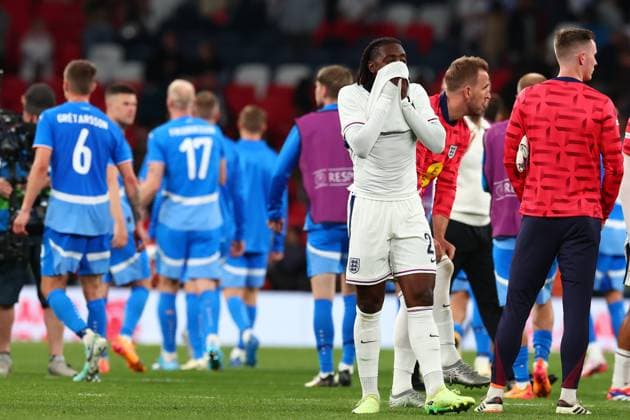 7th June 2024; Wembley Stadium, London, England; International Football Friendly, England versus Iceland; A dejected Eberechi Eze of England after the 0-1 loss  ActionPlus12651739 ShaunxBrooks