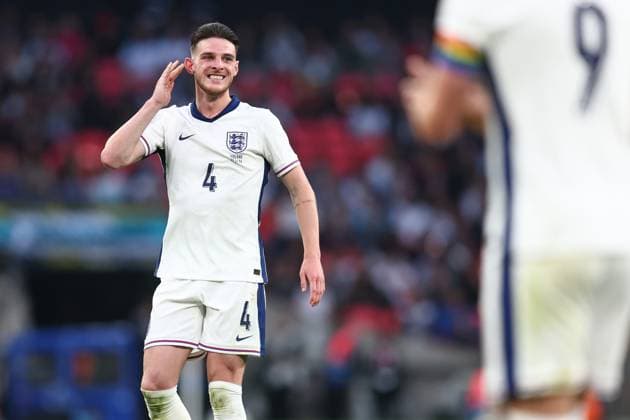 England v Iceland 7 June 2024, London - International Football Friendly - England v Iceland - Declan Rice of England - Photo: Charlotte Wilson Offside. London UK Copyright: xCharlottexWilsonx xOffsidexOffside