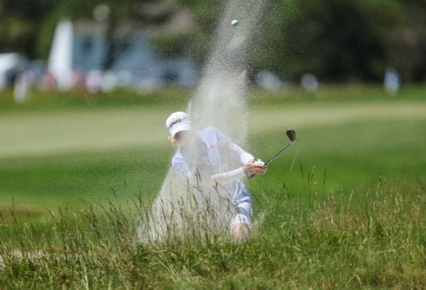 June 8, 2024: Stacy Lewis of Texas pops her bunker shot onto the green during the ShopRite LPGA, Golf Damen Classic in Galloway, NJ. CSM Galloway United States of America - ZUMAc04_ 20240608_zma_c04_001 Copyright: xMikexLangishx