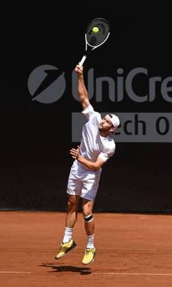 Jerome Kym of Switzerland in action during the singles final of the UniCredit Czech Open tennis challenger vs Tseng Chun-hsin of Taiwan in Prostejov, Czech Republic, June 8, 2024. (CTKxPhoto LudekxPerina) CTKPhotoP2024060802602  CTKPhotoP2024060802602