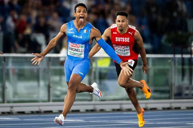 Sport Themen der Woche KW23 Sport Bilder des Tages 240608 Lorenzo Adele Simonelli of Italy celebrates after men?s 110 meters hurdles final during day 2 of the 2024 European Athletics Championships on June 8, 2024 in Rome. Photo: Vegard Grott BILDBYRAN kod VG VG0618 bbeng friidrott athletics friidrett friidrotts-em em friidretts-em 2024 european athletics championships jubel *** 240608 Lorenzo Adele Simonelli of Italy celebrates after men?s 110 meters hurdles final during day 2 of the 2024 European Athletics Championships on June 8, 2024 in Rome Photo Vegard Grott BILDBYRAN kod VG VG0618 bbeng friidrott athletics friidrett friidrotts em em friidretts em 2024 european athletics championships jubel  Copyright: VEGARDxGRoTT BB240608VG144