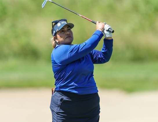 June 8, 2024: Lizette Salas of California hit her approach shot during the ShopRite LPGA, Golf Damen Classic in Galloway, NJ. CSM Galloway United States of America - ZUMAc04_ 20240608_zma_c04_061 Copyright: xMikexLangishx