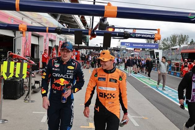 FORMULA 1 AWS GRAND PRIX DU CANADA 2024 08.06.2024, Circuit Gilles-Villeneuve, Montreal, FORMULA 1 AWS GRAND PRIX DU CANADA 2024 , im Bild Poleposition für George Russell (GBR), Mercedes-AMG Petronas Formula One Team, 2. Startplatz für Max Verstappen (NLD), Oracle Red Bull Racing, 3. Startplatz für Lando Norris (GBR), McLaren F1 Team
