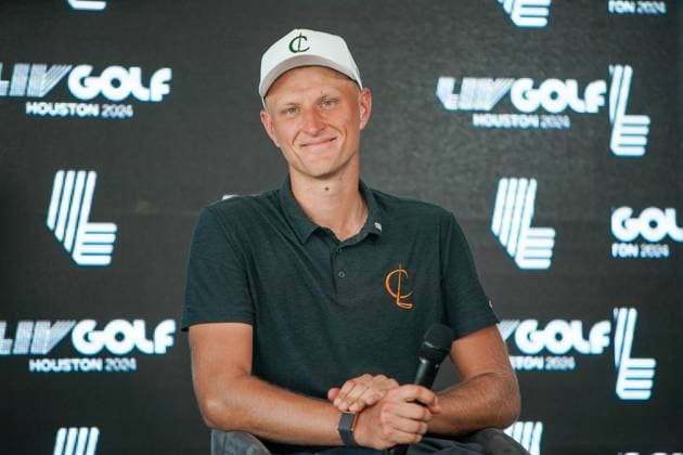 June 8, 2024, Humble, Texas, USA: Adrian Meronk of Cleeks speaks to the media after the second round of the 2024 LIV Golf Houston at Golf Club of Houston. Humble USA - ZUMAw109 20240608_fap_w109_051 Copyright: xDebbyxWongx