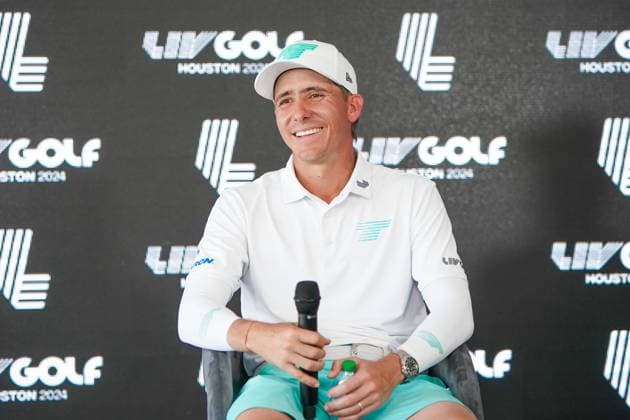 June 8, 2024, Humble, Texas, USA: Carlos Ortiz of Torque speaks to the media after the second round of the 2024 LIV Golf Houston at Golf Club of Houston. Humble USA - ZUMAw109 20240608_fap_w109_053 Copyright: xDebbyxWongx