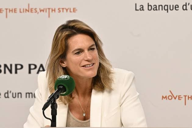 Tennis : Roland Garros 2024 - France - Amelie Mauresmo - press conference, PK, Pressekonferenz Tennis : Roland Garros 2024 - France - 09 06 2024 ChrysleneCaillaud Panoramic 