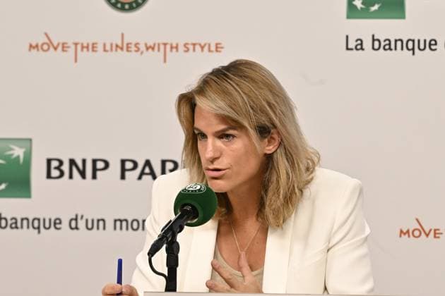Tennis : Roland Garros 2024 - France - Amelie Mauresmo - press conference, PK, Pressekonferenz Tennis : Roland Garros 2024 - France - 09 06 2024 ChrysleneCaillaud Panoramic 