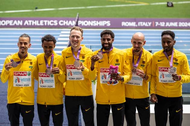 Sport Themen der Woche KW23 Sport Bilder des Tages Simon BOCH (LG Telis Finanz Regensburg, GERMANY), Half Marathon Men, Halbmarathon Maenner, Samuel FITWI SIBHATU (Silvesterlauf Trier, GERMANY), Half Marathon Men, Halbmarathon Maenner, Richard RINGER (LC Rehlingen, GERMANY), Half Marathon Men, Halbmarathon Maenner, Amanal PETROS (SCC Berlin, GERMANY), Half Marathon Men, Halbmarathon Maenner, Hendrik PFEIFFER (TK zu Hannover, GERMANY), Half Marathon Men, Halbmarathon Maenner und Filimon ABRAHAM (LG Telis FInanz Regensburg, GERMANY), Half Marathon Men, Halbmarathon Maenner ITA, Leichtathletik, Athletics, European Athletics Championships Rome 24, Leichtathletik Europameisterschaften, 09.06.2024, ITA, Leichtathletik, Athletics, European Athletics Championships Rome 24, Leichtathletik Europameisterschaften, 09.06.2024, Rome *** Simon BOCH LG Telis Finanz Regensburg, GERMANY , Half Marathon Men, Half Marathon Maenner, Samuel FITWI SIBHATU Silvesterlauf Trier, GERMANY , Half Marathon Men, Half Marathon Maenner, Richard RINGER LC Rehlingen, GERMANY , Half Marathon Men, Half Marathon Maenner, Amanal PETROS SCC Berlin, GERMANY , Half Marathon Men, Half Marathon Maenner, Hendrik PFEIFFER TK zu Hannover, GERMANY , Half Marathon Men, Half Marathon Maenner and Filimon ABRAHAM LG Telis FInanz Regensburg, GERMANY , Half Marathon Men, Half Marathon Maenner ITA, Leichtathletik, Athletics, European Athletics Championships Rome 24, Leichtathletik Europameisterschaften, 09 06 2024, ITA, Leichtathletik, Athletics, European Athletics Championships Rome 24, Leichtathletik Europameisterschaften, 09 06 2024, Rome Copyright: xJanxPapenfussx EP_JPS
