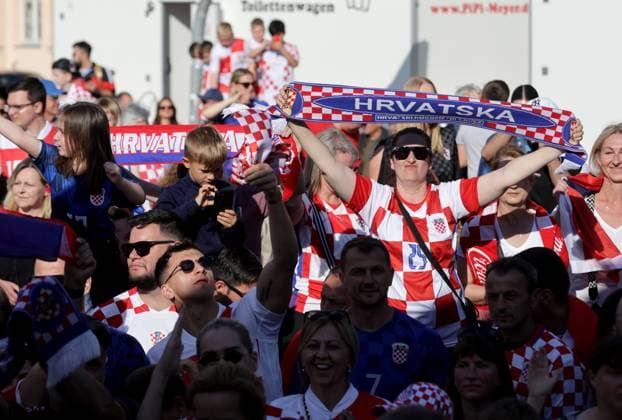Croatia Squad UEFA EURO, EM, Europameisterschaft,Fussball 2024 Neuruppin Welcome party Croatia fans cheer during Croatia national team, Nationalteam UEFA EURO 2024 Welcome party at Neuruppin s school square in Neuruppin, Germany on June 9, 2024. The Croatian Football Federation has chosen the Neuruppin base camp for the Croatia national team during EURO 2024. LukaxStanzl PIXSELL