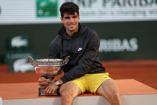 ROLAND GARROS PHOTOPQR LE PARISIEN Le Parisien Arnaud Journois ; PARIS ; 09 06 2024 ; TENNIS , ROLAND GARROS 2024 , SIMPLE MESSIEURS , COURT PHILIPPE CHATRIER 09 06 2024 FINALE CARLOS ALCARAZ vs ALEXANDER ZVEREV PHOTO LE PARISIEN ARNAUD JOURNOIS French Tennis Open in Roland Garros in Paris on June 9, 2024