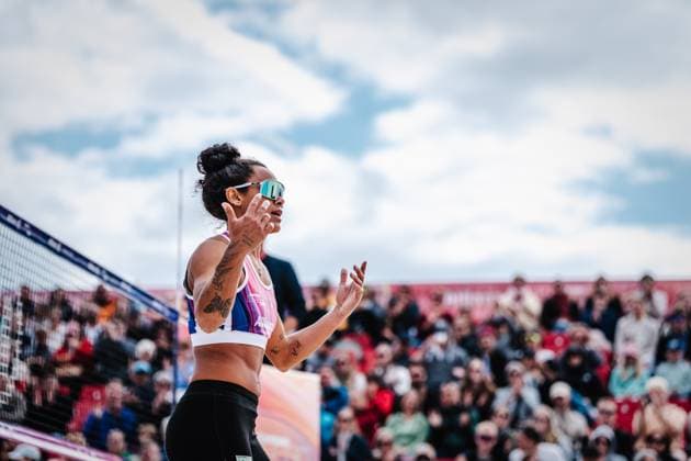 Beachvolleyball Frauen German Beach Tour 2024 Tourstop Bremen 09.06.2024 Thainara Mylena Feitosa de Oliveira (BRA) Bremen Waterfront Bremen Deutschland