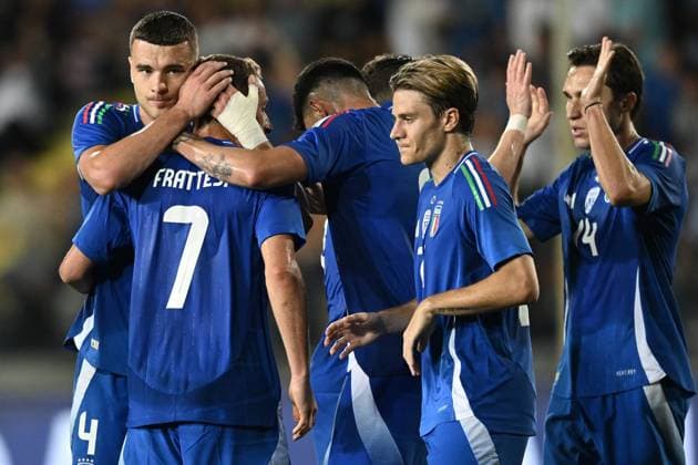 Db Empoli 09 06 2024 - amichevole Italia-Bosnia Herzegovina foto Daniele Buffa Image nella foto: esultanza gol Davide Frattesi 