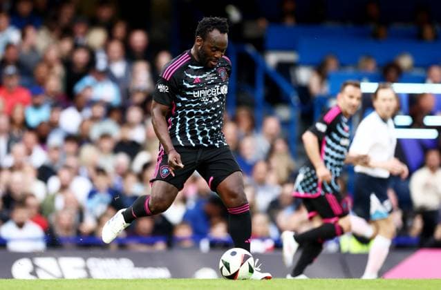 Michael Essien of World XI. England XI v World XI, Soccer Aid for Unicef 2024, Football, Stamford Bridge, London, UK, 09 Jun 2024 EDITORIAL USE ONLY No use with unauthorised audio, video, data, fixture lists, club league logos or live services. Online in-match use limited to 120 images, no video emulation. No use in betting, games or single club league player publications.  Copyright: xJamesxMarsh Shutterstockx 14523637bn