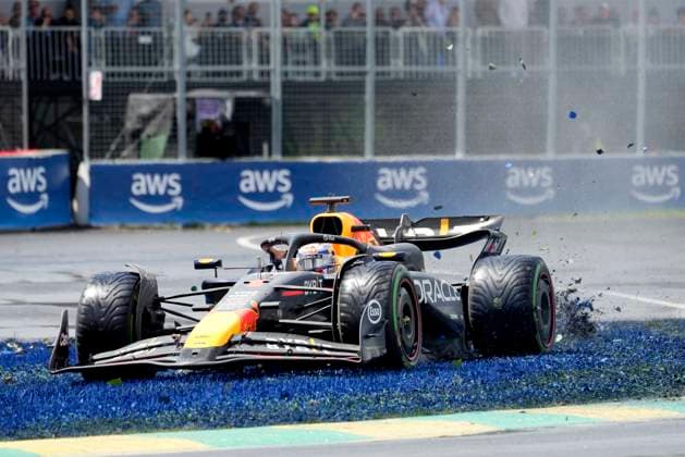 June 9, 2024, Montreal, Pq, CANADA: Red Bull driver Max Verstappen, of the Netherlands, drives into the grass during the Canadian Grand Prix Formula 1 car race, in Montreal, Sunday, June 9, 2024. Canada News - June 9, 2024 - ZUMAc35_ 20240609_zaf_c35_042 Copyright: xPaulxChiassonx