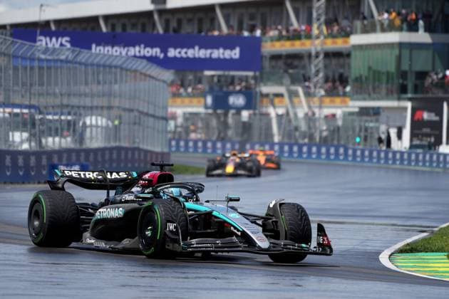June 9, 2024, Montreal, Pq, CANADA: Mercedes driver George Russell, of the United Kingdom, leads during the Canadian Grand Prix Formula 1 car race, in Montreal, Sunday, June 9, 2024. Canada News - June 9, 2024 - ZUMAc35_ 20240609_zaf_c35_043 Copyright: xChristinnexMuschix