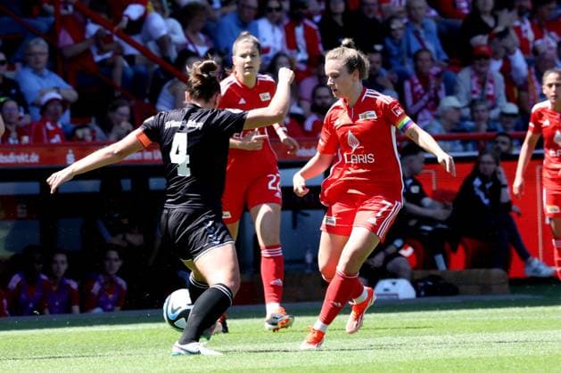 DEU, Region, Frauen, 1.FC Union vs. Henstedt-Ulzburg, 09.06.2024, Stadion Alte Foersterei, Berlin, DEU, Region, Frauen, 1.FC Union vs. Henstedt-Ulzburg, im Bild: Lisa Heiseler (1.FC Union Berlin 7), Malin Hegeler (Henstedt-Ulzburg 4) DFL - regulations prohibit any use of Photographs as image sequences and or quasi-video Foto: Juergen Engler nordphoto GmbH