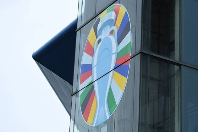 UEFA EURO, EM, Europameisterschaft,Fussball 2024 - Stadium Open Media Days am 10.06.2024 in der Arena AufSchalke in Gelsenkirchen Logo EURO 2024