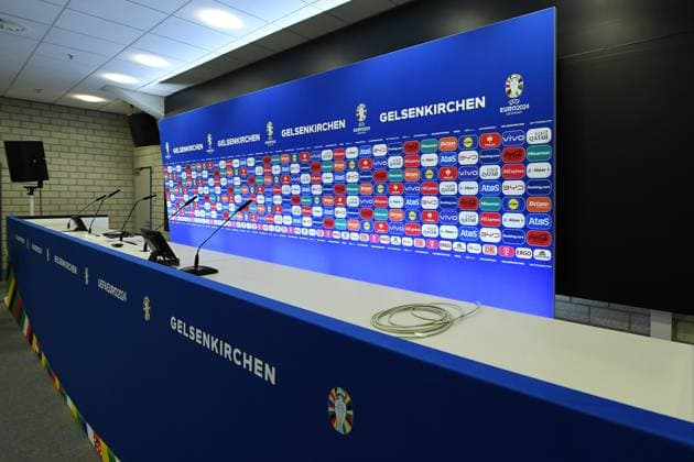 UEFA EURO, EM, Europameisterschaft,Fussball 2024 - Stadium Open Media Days am 10.06.2024 in der Arena AufSchalke in Gelsenkirchen Pressekonferenzraum in der Arena AufSchalke