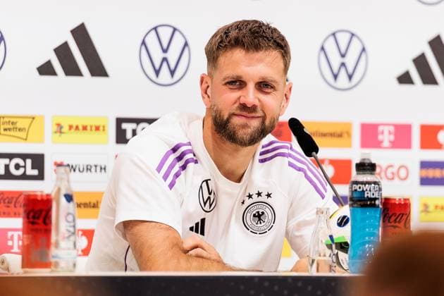 Trainingslager Vorbereitung UEFA EURO 2024 Deutschland; 10.06.2024 Niclas Füllkrug (Deutschland, 9) lächelt Trainingslager Vorbereitung UEFA EURO 2024 Deutschland - Pressekonferenz; HerzoBase, Herzogenaurach am 10.06.2024 Copyright: xBEAUTIFULxSPORTS Wunderlx