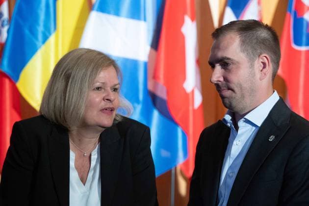 v.l. Nancy FAESER, Bundesinnenministerin, SPD, und Philipp LAHM, Turnierdirektor UEFA EURO, EM, Europameisterschaft,Fussball 2024, Eroeffnung des IPCC International Police cooperation Center fuer die UEFA Fussball Europameisterschaft 2024, , Neuss, am 10.06.2024. Â