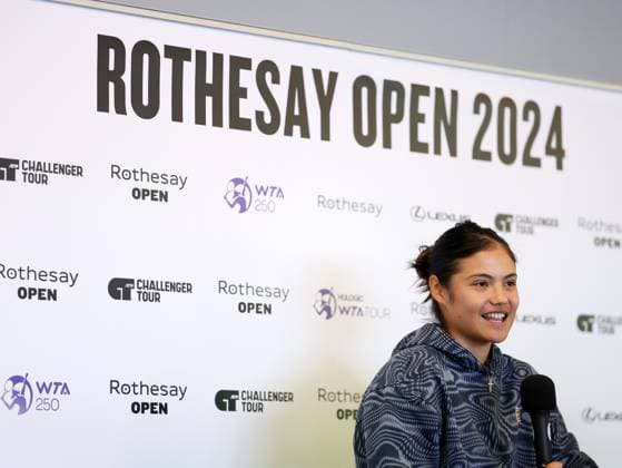 Emma Raducanu talks to the media. Rothesay Open Nottingham, Day 1, Tennis, Lexus Nottingham Tennis Centre, Nottingham, UK - 10 June 2024  Copyright: xRyanxBrowne Shutterstockx 14523726ad