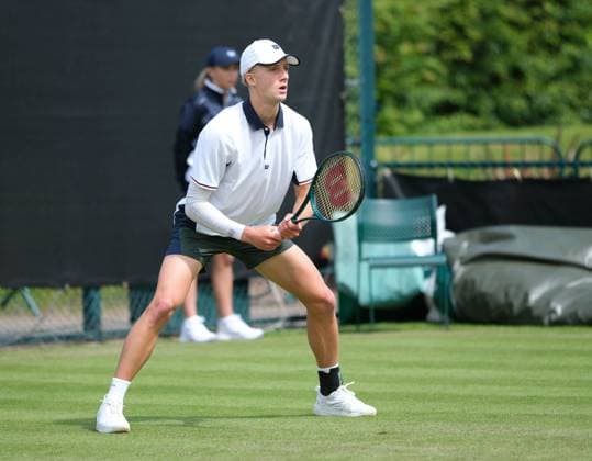 10th June 2024; Lexus Nottingham Tennis Centre, Nottingham, England; Rothesay Nottingham Open, Day 1; Mark Lajal waits for the serve from Jacob Fearnley , mens singles qualifying  ActionPlus12653075 PaulxBonser