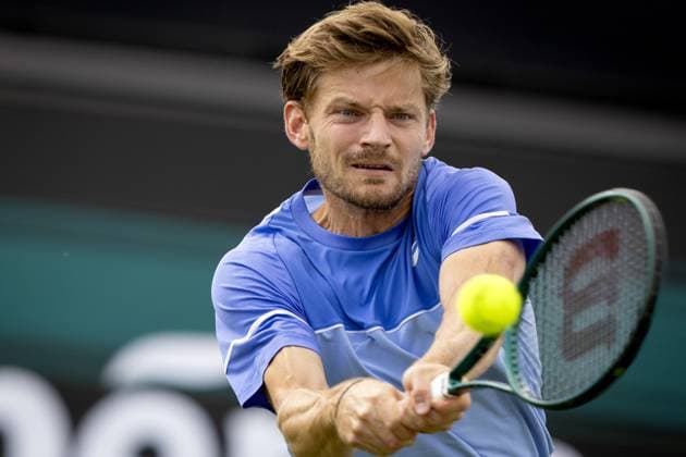 ROSMALEN - David Goffin (BEL) in action against Luca Nardi (ITA) on the third day of the Libema Open tennis tournament in Rosmalen. ANP SANDER KONING xVIxANPxSportx xxANPxIVx 500779362 originalFilename: 500779362.jpg