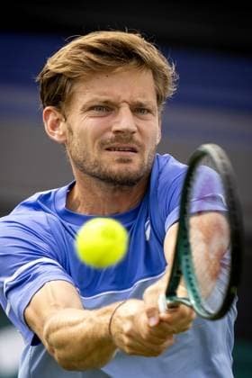ROSMALEN - David Goffin (BEL) in action against Luca Nardi (ITA) on the third day of the Libema Open tennis tournament in Rosmalen. ANP SANDER KONING xVIxANPxSportx xxANPxIVx 500780866 originalFilename: 500780866.jpg